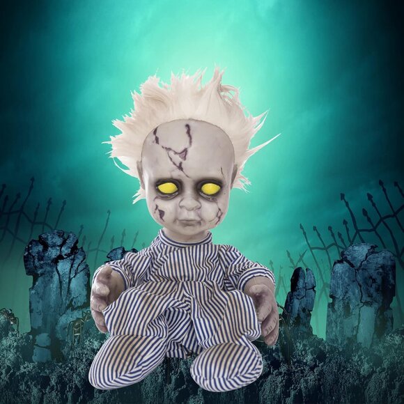🆕11inch Halloween Creepy Doll Crying Baby Haunted House with Battery Operated - Picture 9 of 12